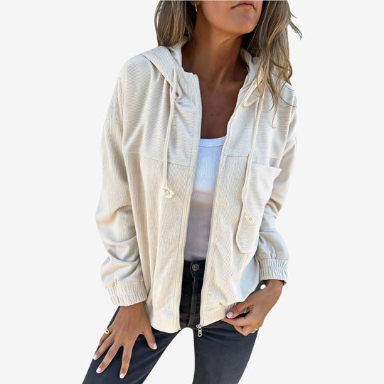 Isabella | Corduroy Hooded Jacket with Zip