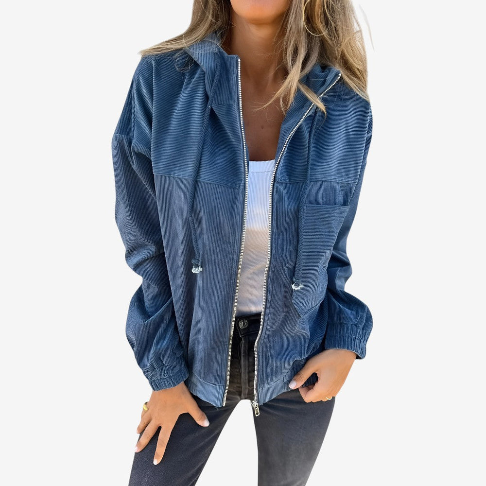 Isabella | Corduroy Hooded Jacket with Zip
