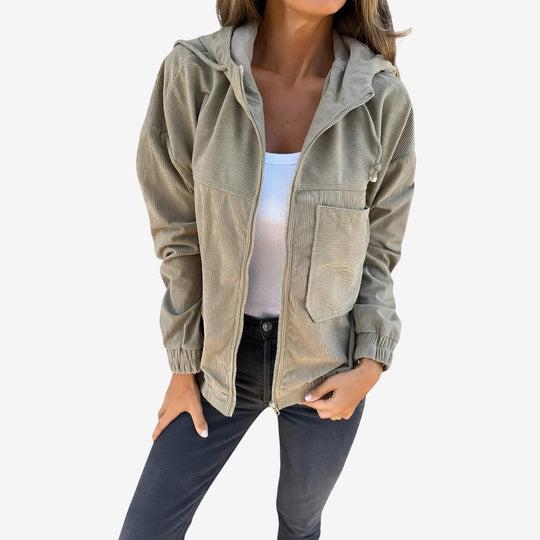 Isabella | Corduroy Hooded Jacket with Zip