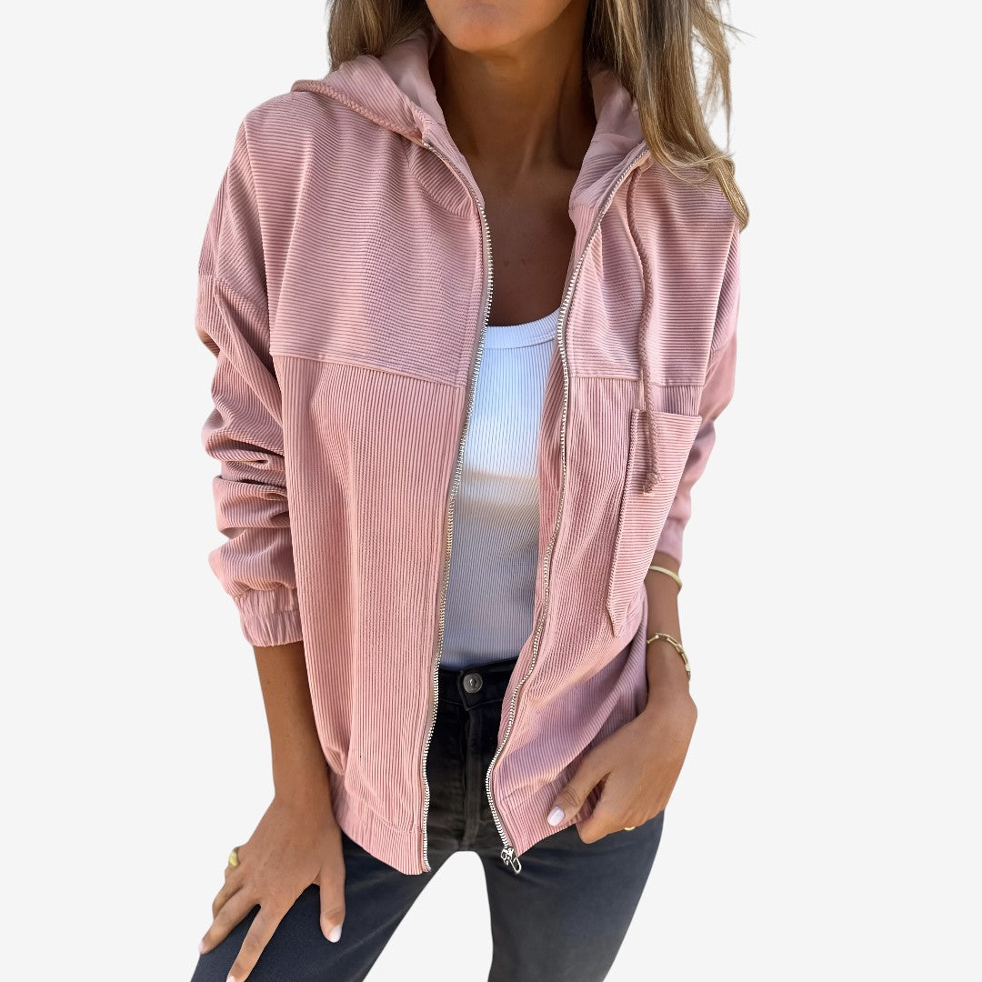 Isabella | Corduroy Hooded Jacket with Zip