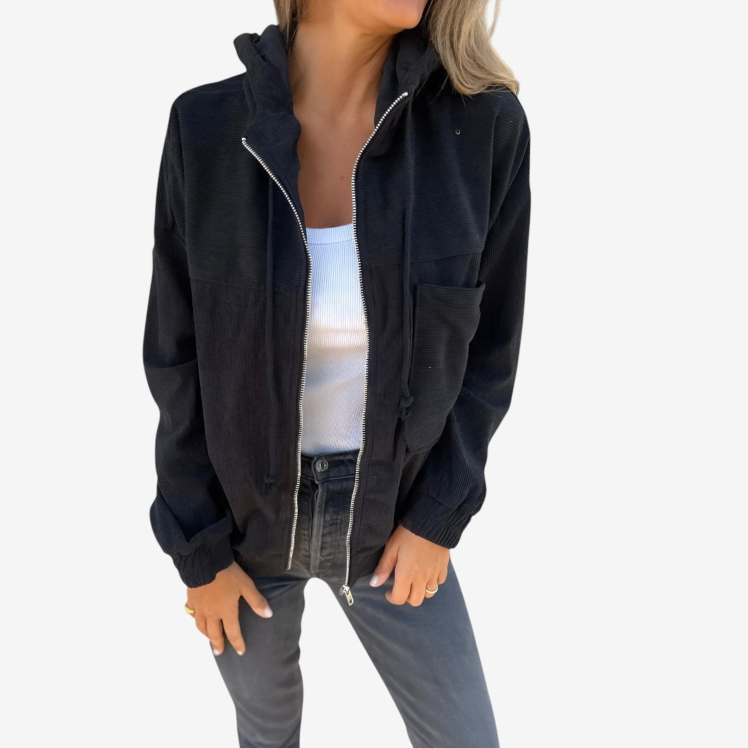 Isabella | Corduroy Hooded Jacket with Zip