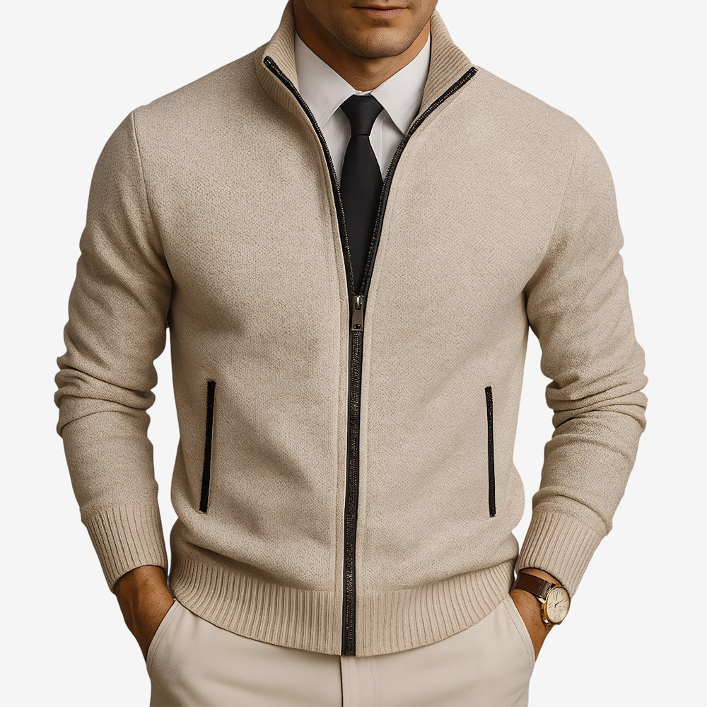 Zip-Up Merino Wool Cardigan