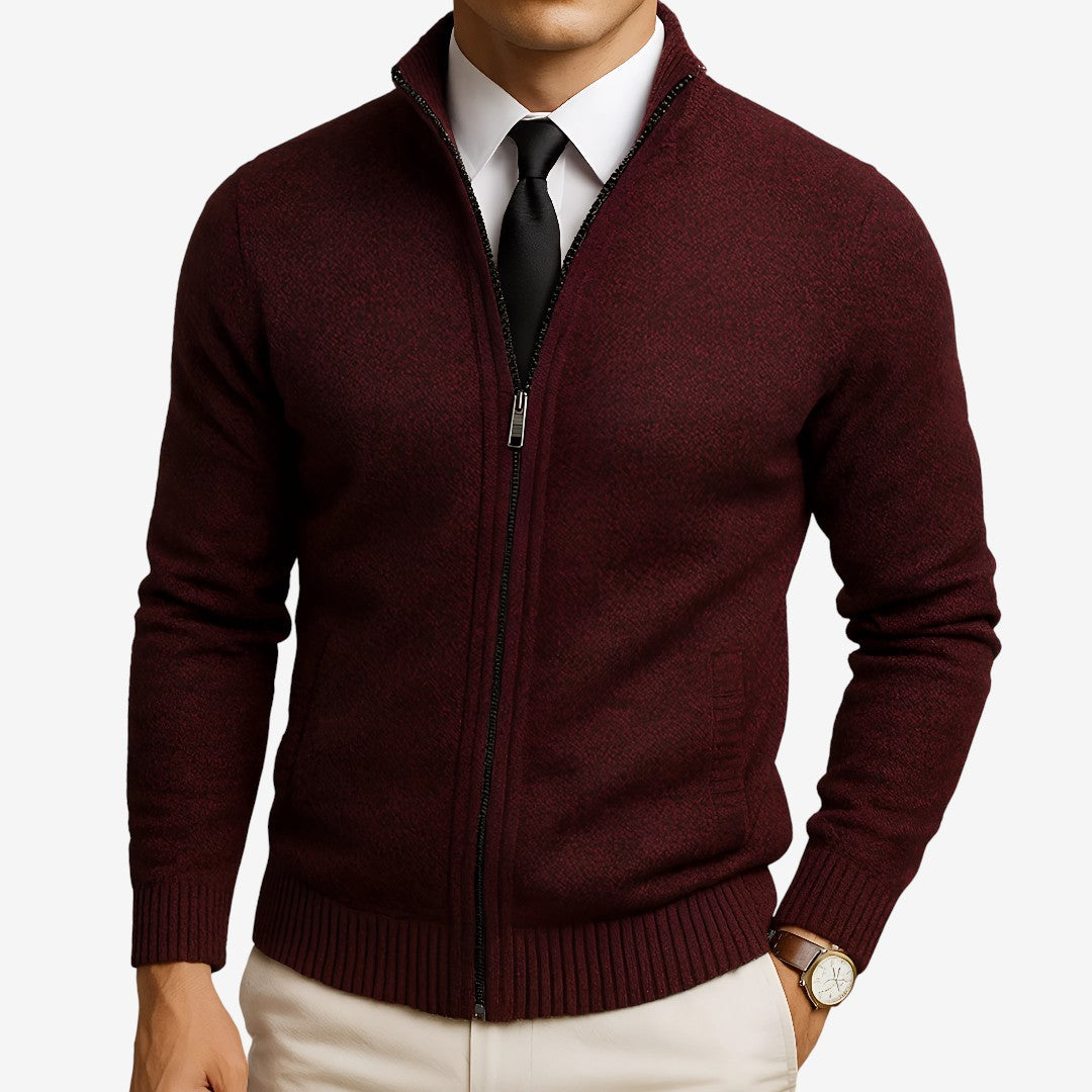 Zip-Up Merino Wool Cardigan