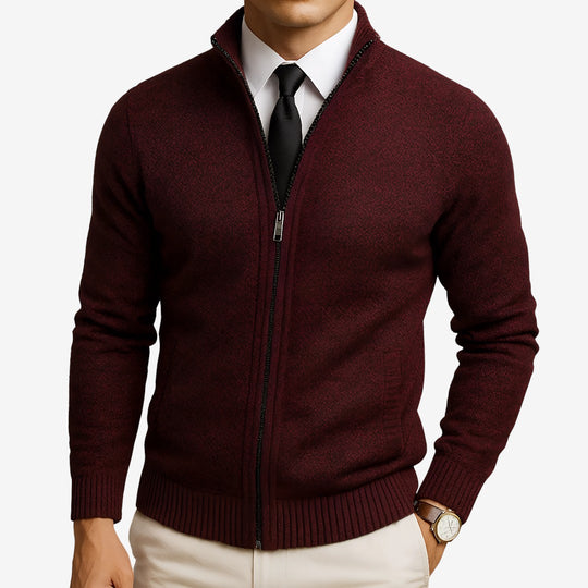 Zip-Up Merino Wool Cardigan