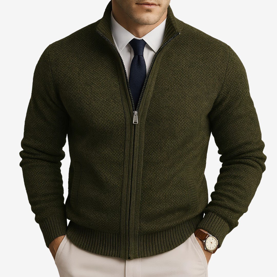 Zip-Up Merino Wool Cardigan