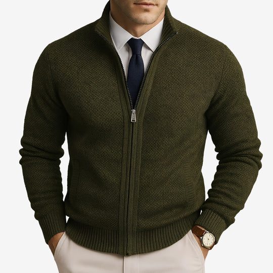 Zip-Up Merino Wool Cardigan