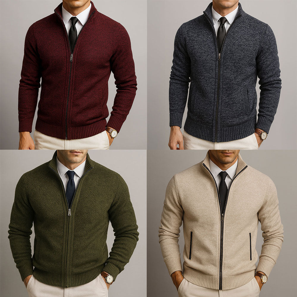 Zip-Up Merino Wool Cardigan