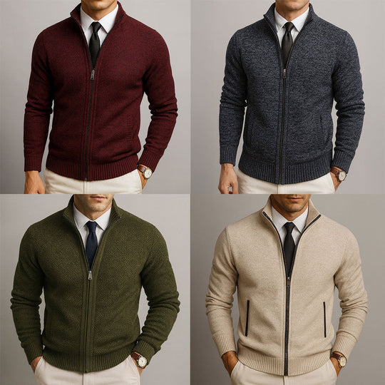 Zip-Up Merino Wool Cardigan