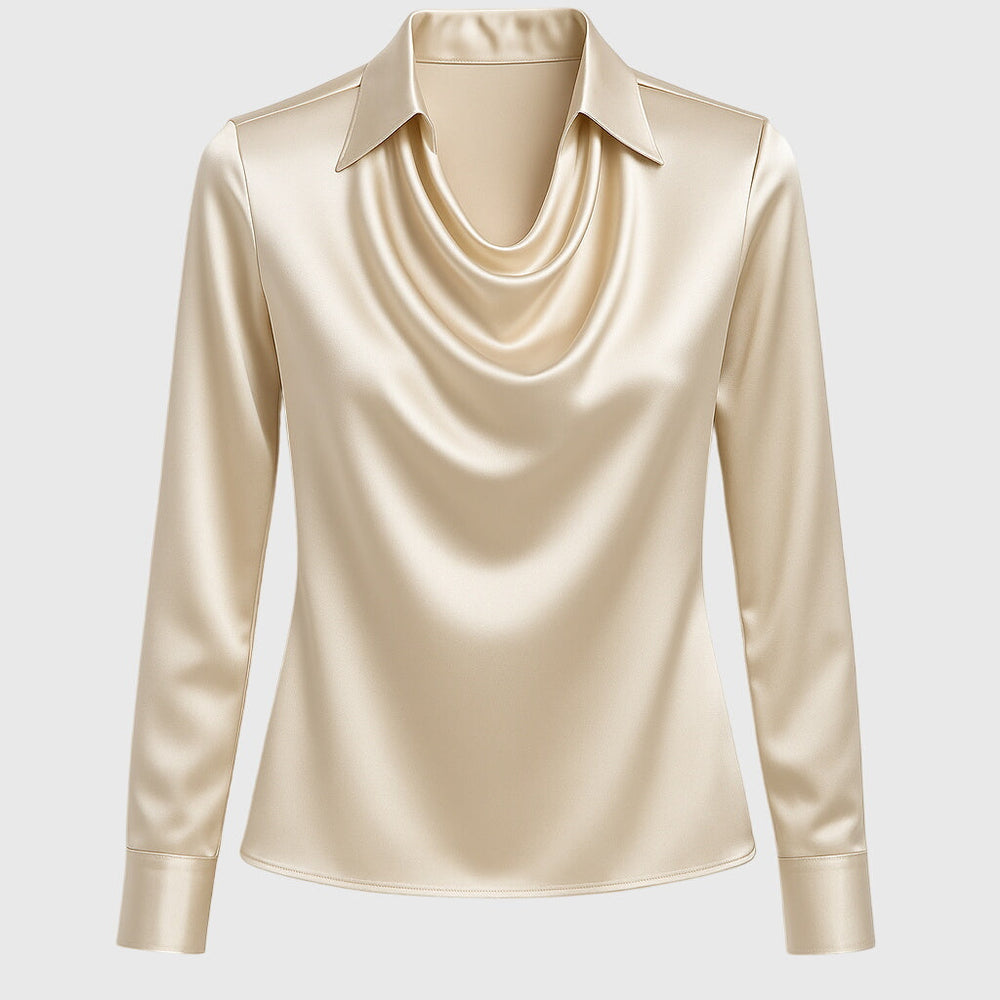 Sylvie | Luxurious, Shiny Blouse with Pleated Collar